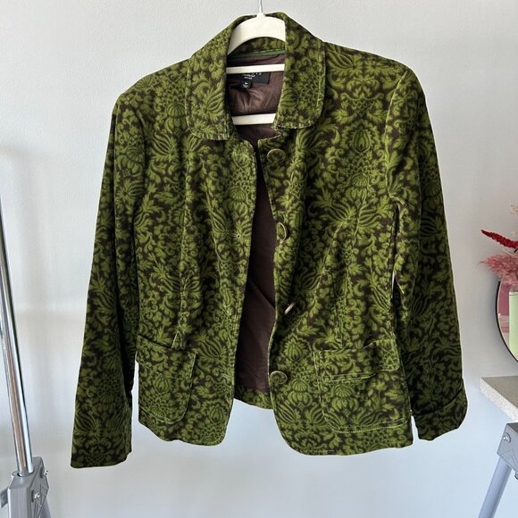 Talbots Green And Brown Damask Pattern Blazer - Picture 2 of 4